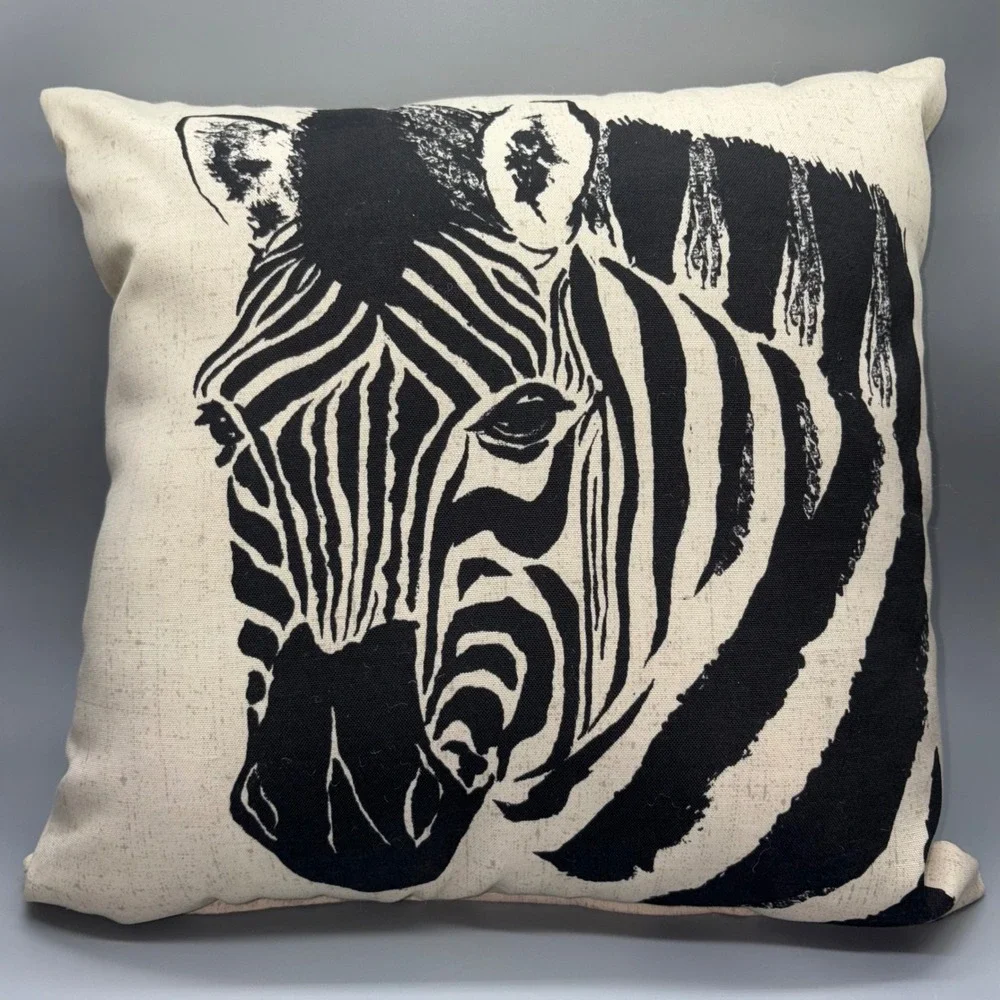 Threshold Zebra Print Throw Pillow Square Decorative Accent Black White